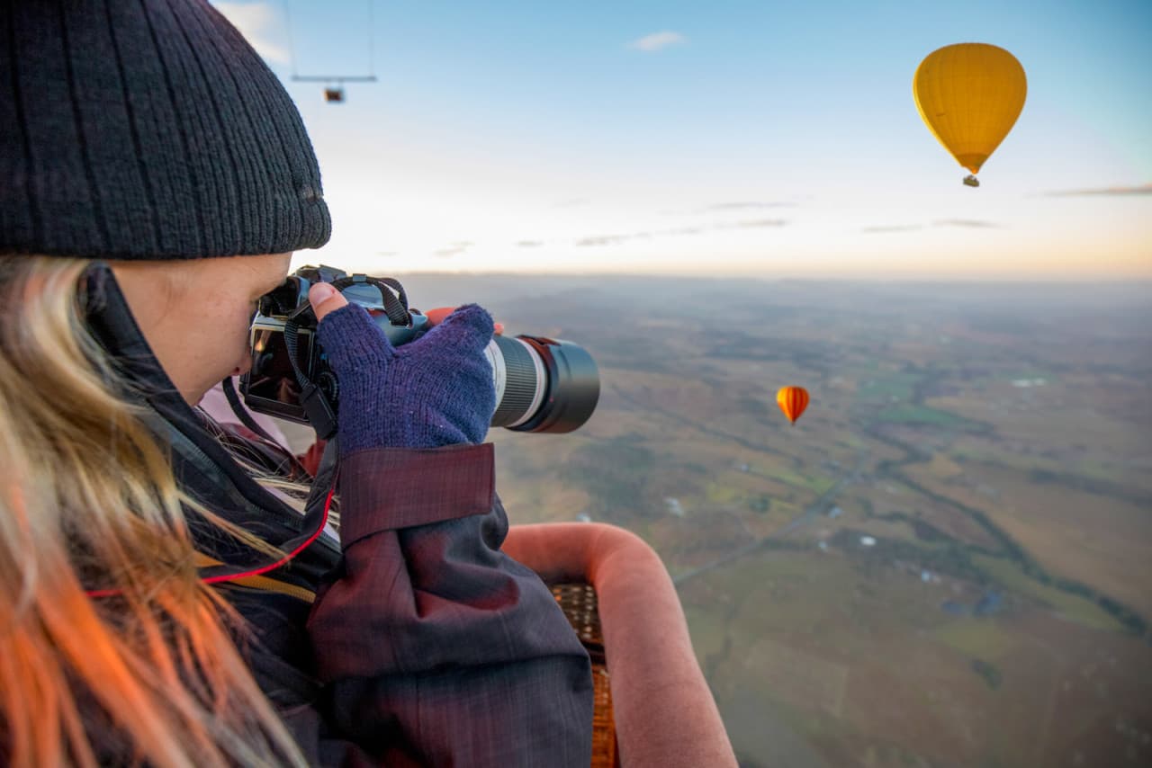 Sunrise Hot Air Balloon Flight over Brisbane with Vineyard Breakfast