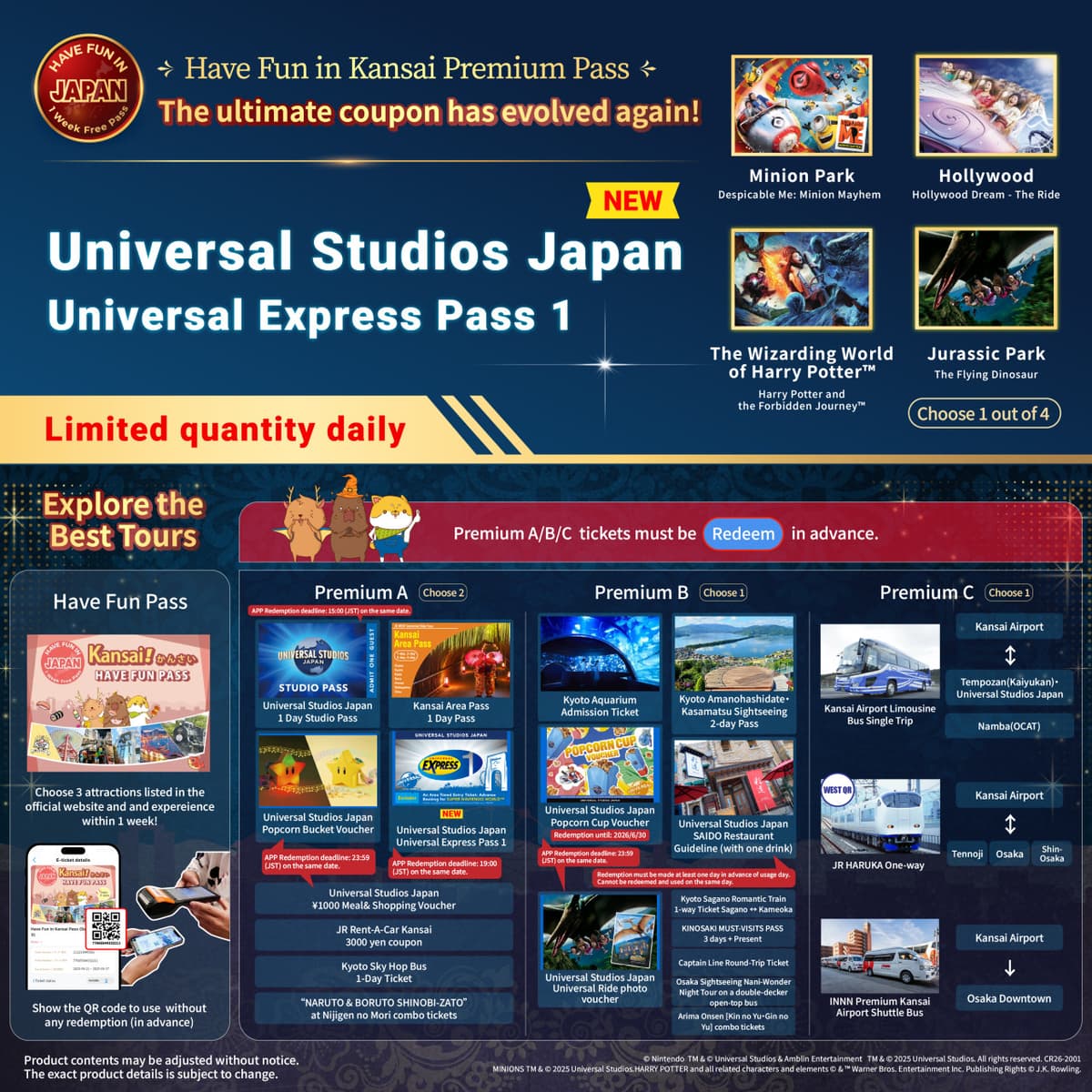 Have Fun in Kansai Premium Pass Includes Optional 1-Day Universal Studios Japan Ticket