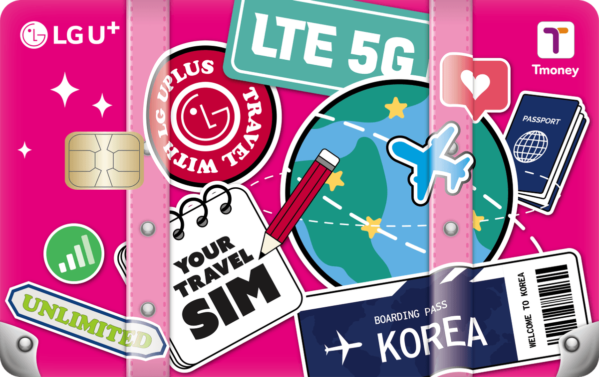 Korea 2-in-1 Unlimited Data SIM and T Money Transportation Card (Airport Pickup)