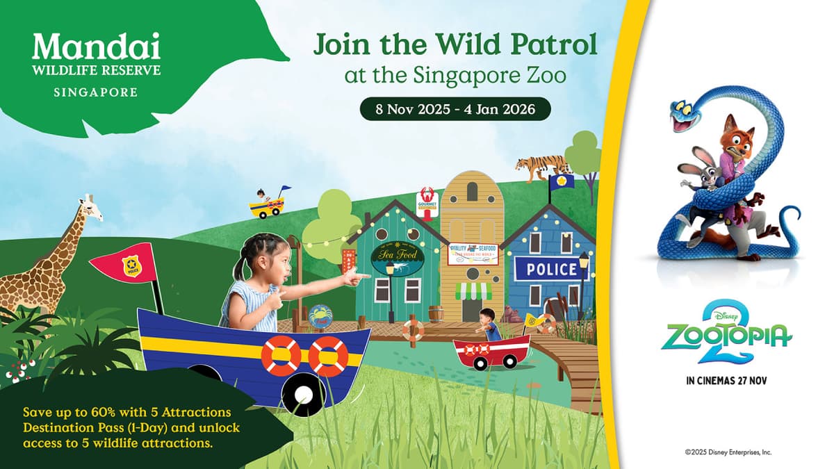 5-in-1 Day Pass: Night Safari + Singapore Zoo + Bird Paradise + River Wonders + Rainforest Asia