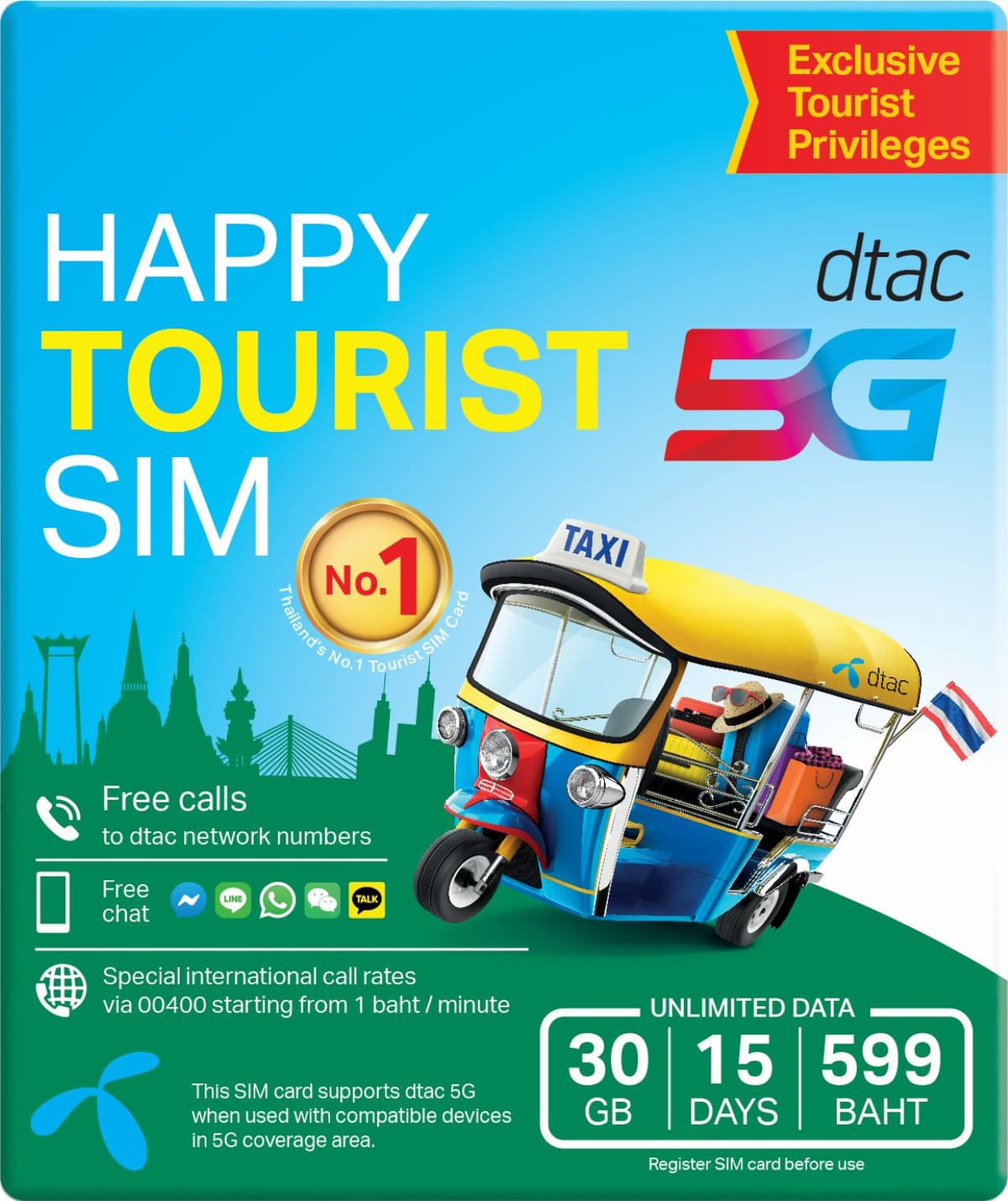 Bangkok, Thailand 5G SIM Card - Enjoy Local Network, Collect from Airport